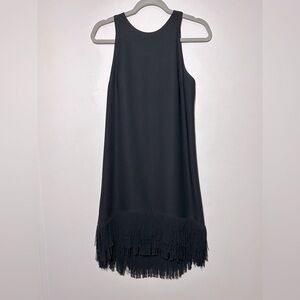 Banana Republic Black Sleeveless Fringe Hem Sheath Dress - Size 2 Festive
